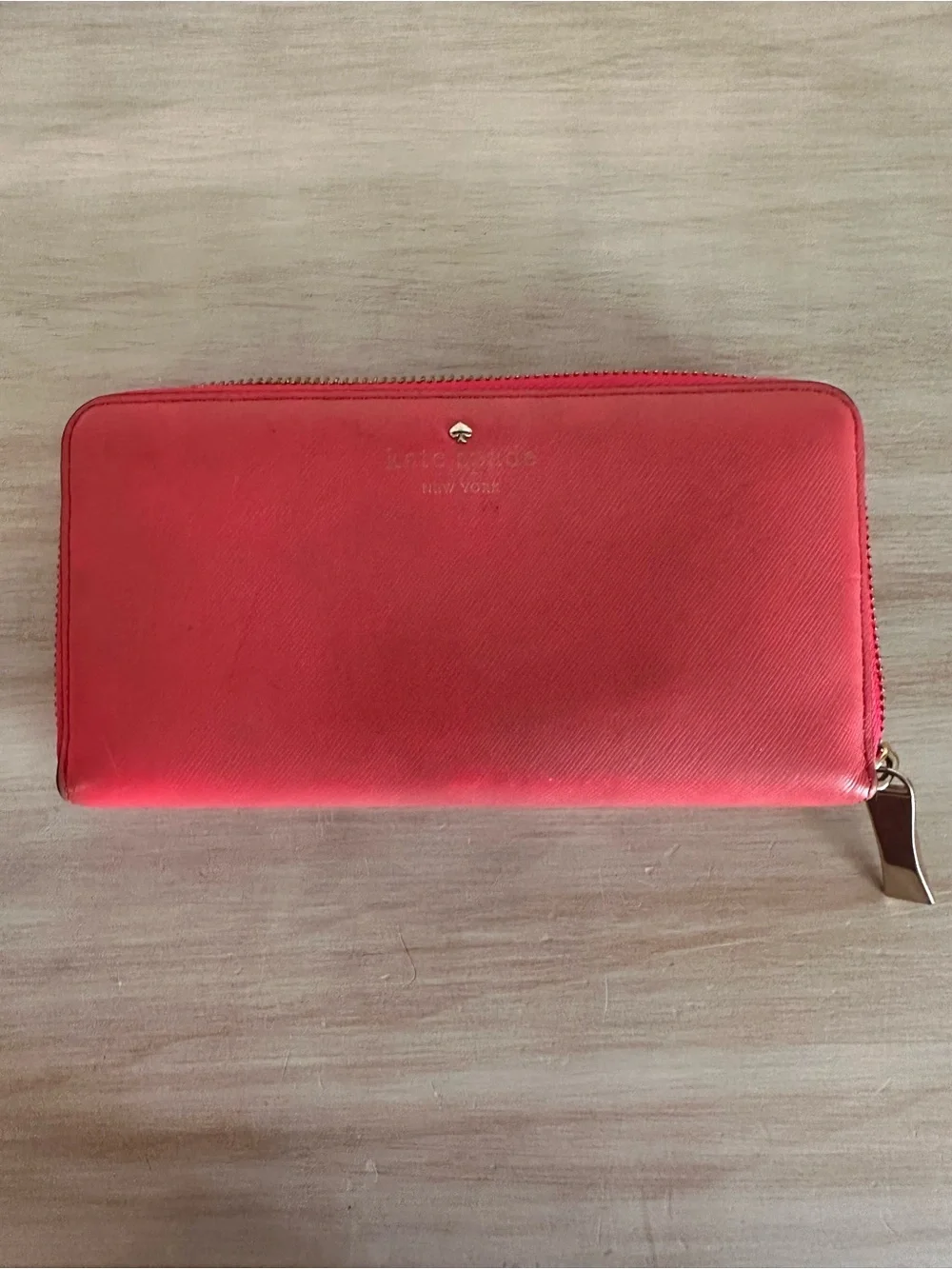 kate spade Red Zip Around Leather Wallet